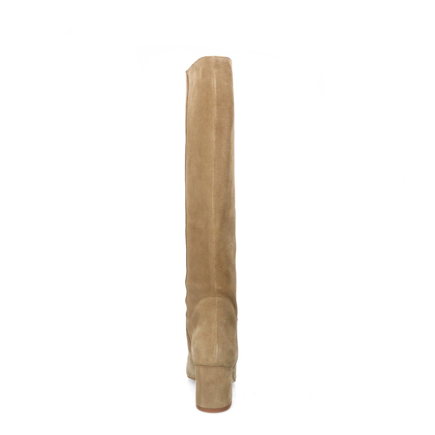 Beige suède hoge laarzen met hak