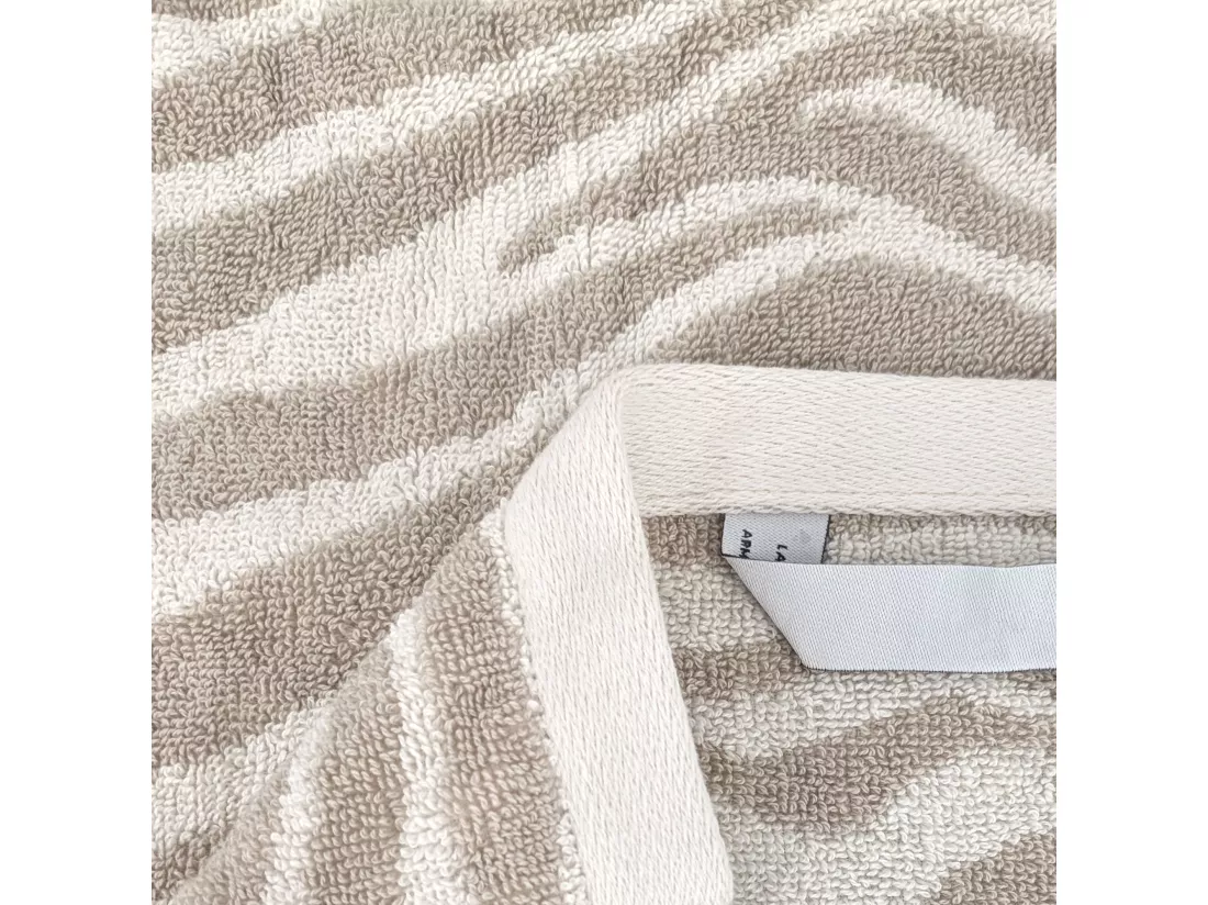 Parure de bain 4 pièces ZEBRA SOFT motif zèbre pur coton beige