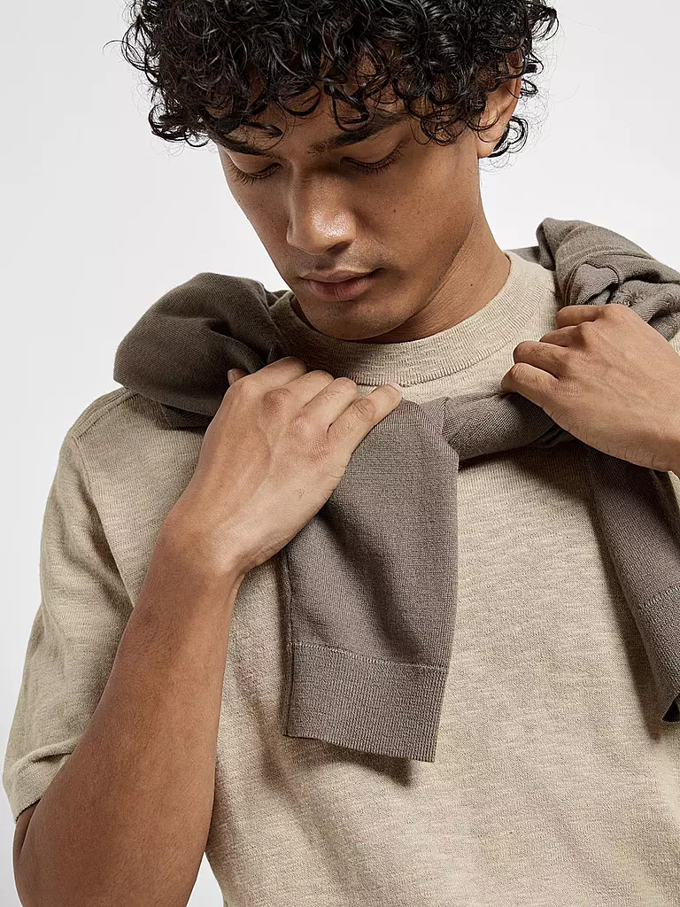 SELECTED T-Shirt SLHBERG beige