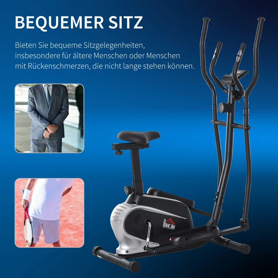 HOMCOM Heimtrainer 8 Widerstandsstufen, mit LCD Display, höhenverstellbar Schwarz