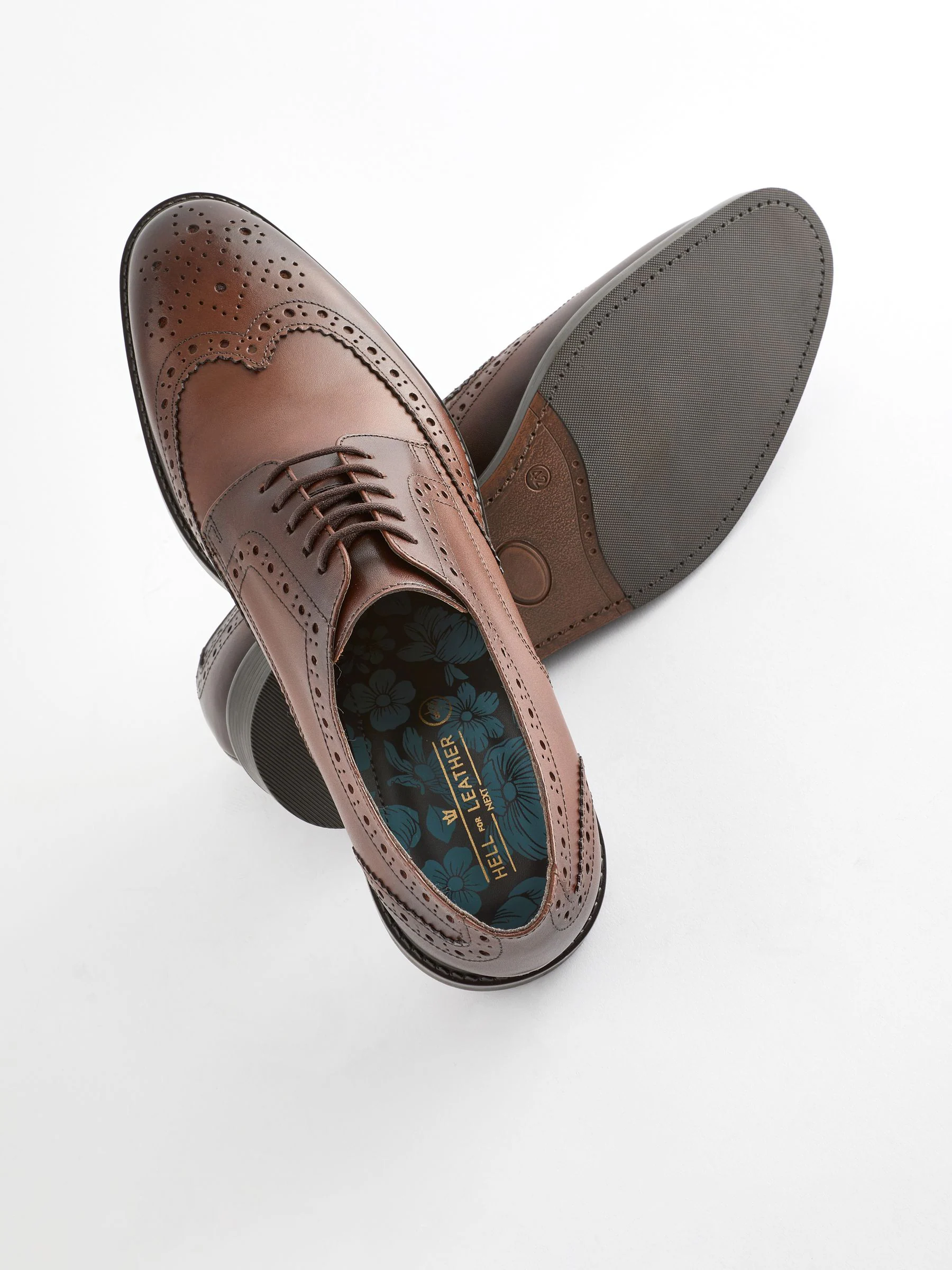 Bruin - Standaard pasvorm - Leren derby-brogues