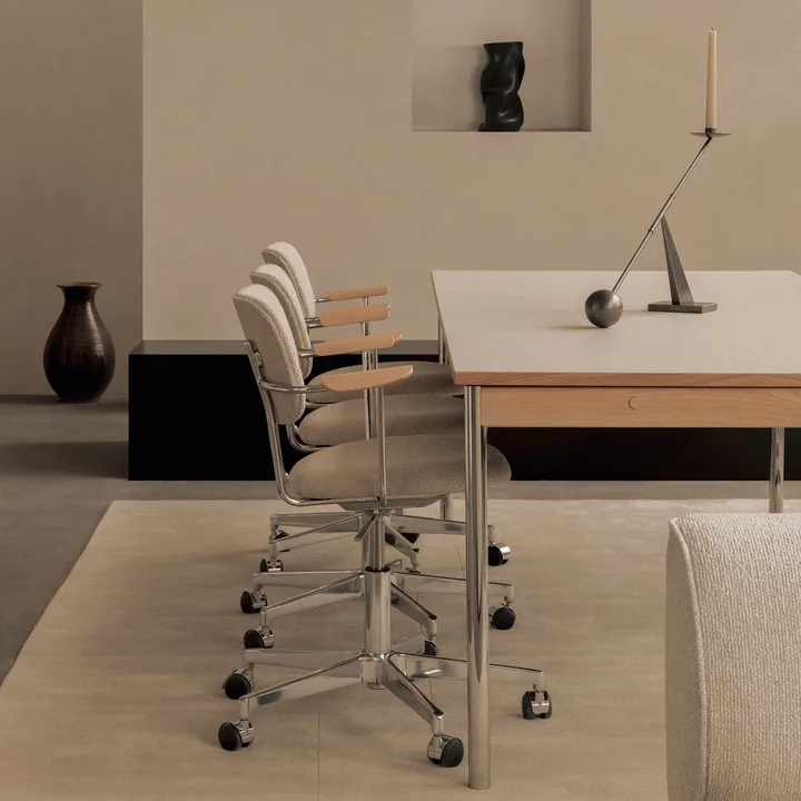 Audo - Co Schreibtisch, 140 x 70 cm, Chrom / cremé