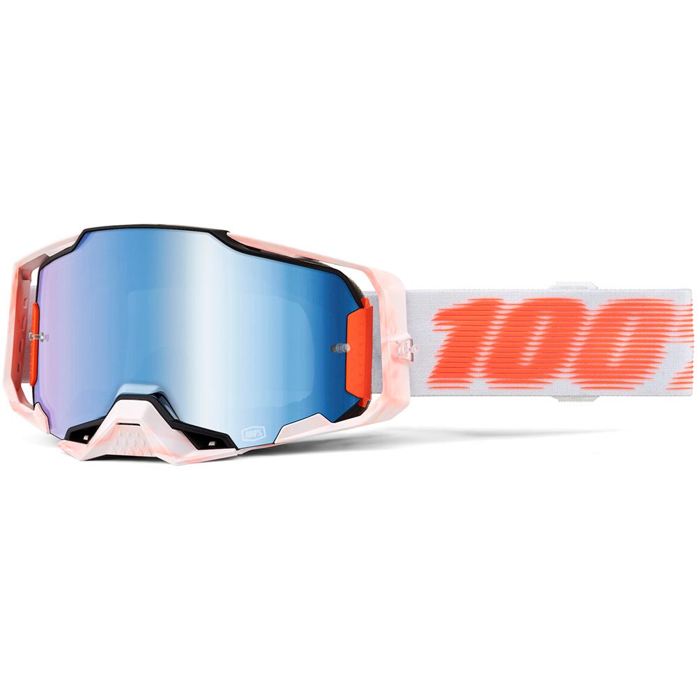 100% - Masque Armega Tubular - Blue Mirror Blanc / Orange