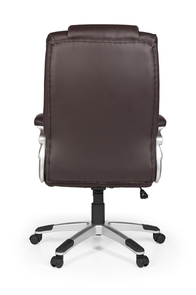 KADIMA DESIGN Großer Bürostuhl: Extra hohe Rückenlehne, Wippmechanik, Lendenwirbelstütze, Kunstleder, Braun.