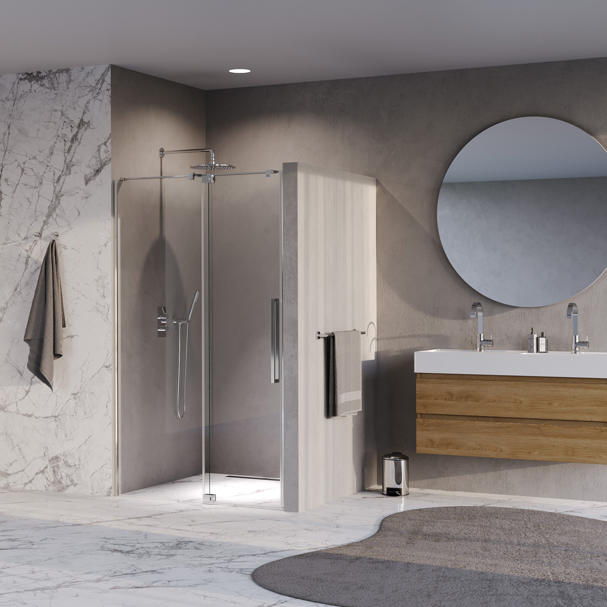 Brauer Stellar nisdeur met vaste wand 88.5-100cm chroom