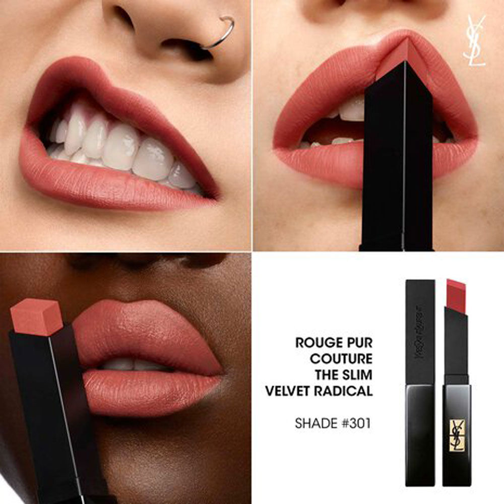Rouge Pur Couture The Slim Velvet Radical  Rouge à Lèvres Mat Effet Velours - Longue Tenue et Confort - 301 Radical Brown