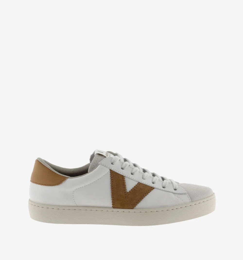 BERLÍN CUIR & CUIR FENDU Baskets blanches unisexes en cuir CUERO