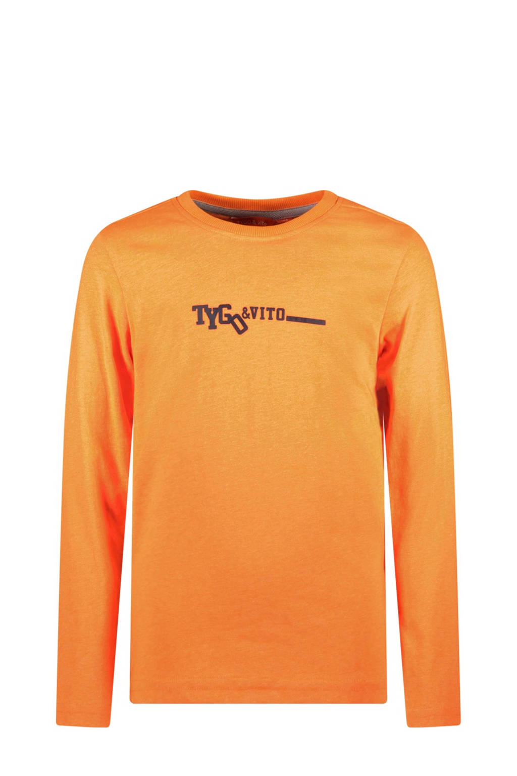 TYGO & vito longsleeve Mase met tekst oranje