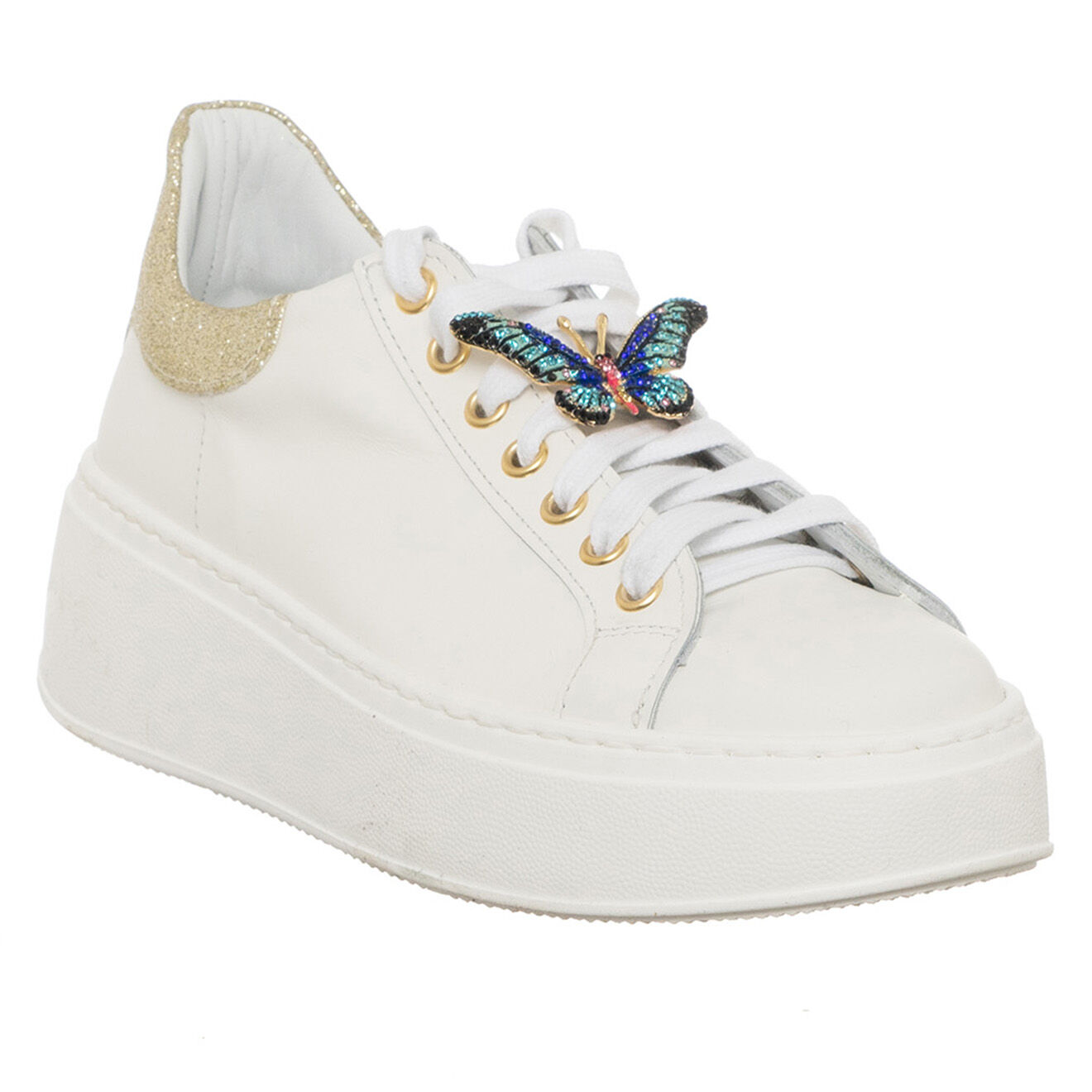 Loretta Pettinari Sneakers en Cuir Oro blanc/doré