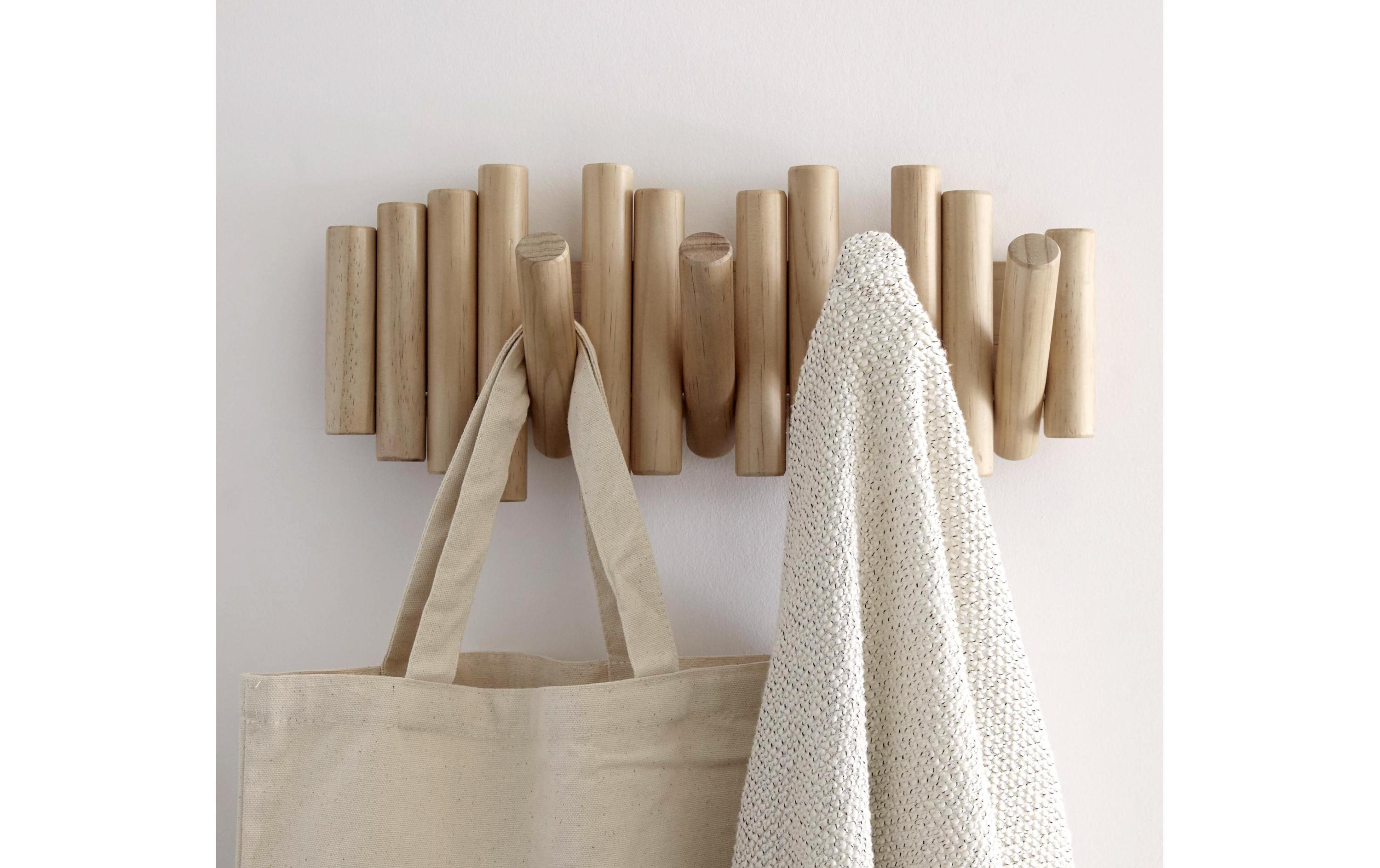 Wandgarderobe Picket 38 cm, NatureGarderobenleiste mit 5 Haken