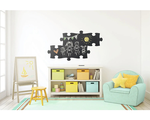 Krijtbord Muurvormpuzzel Zwart 6 st.