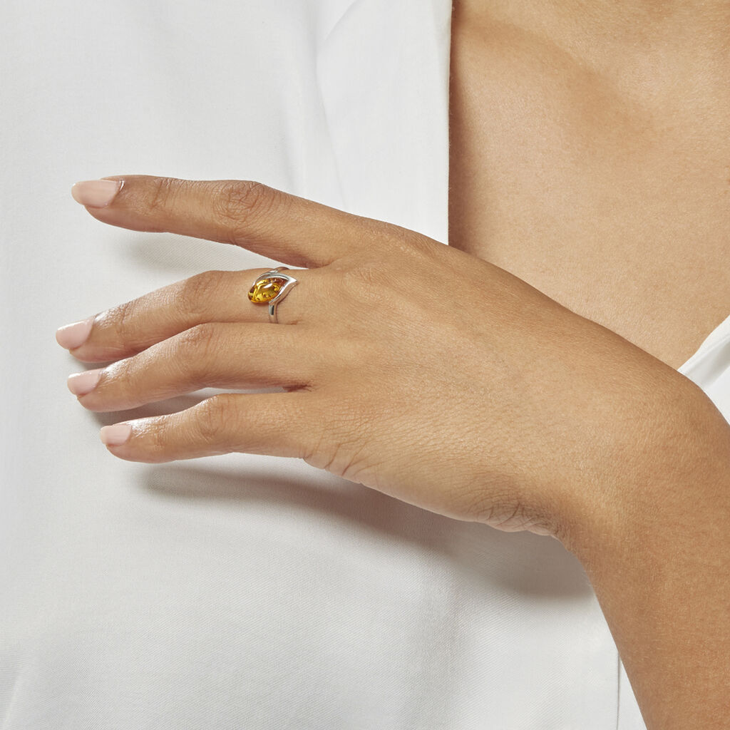 Bague Argent Blanc Nailla Ambre