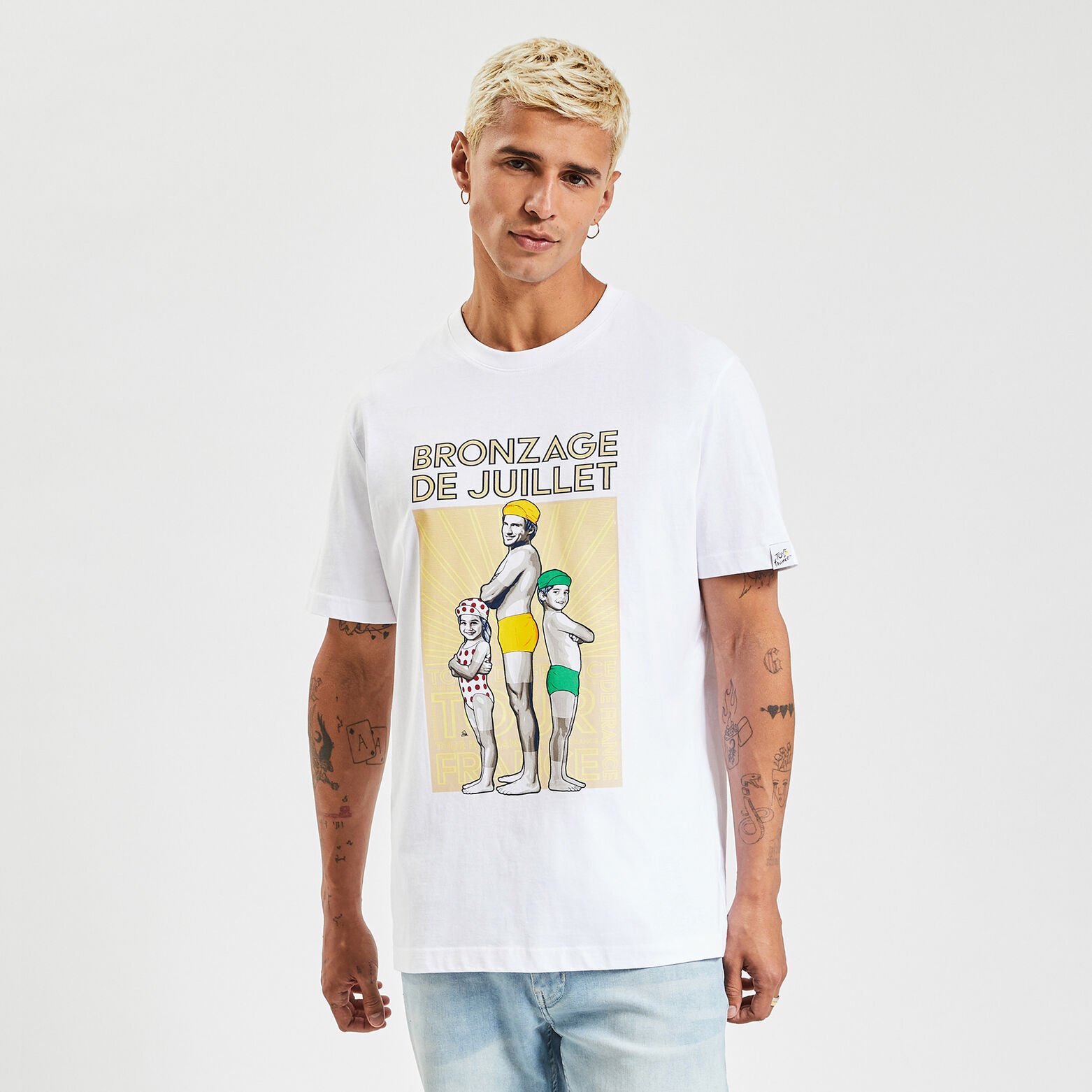 Tee shirt col rond licence Tour de France Blanc