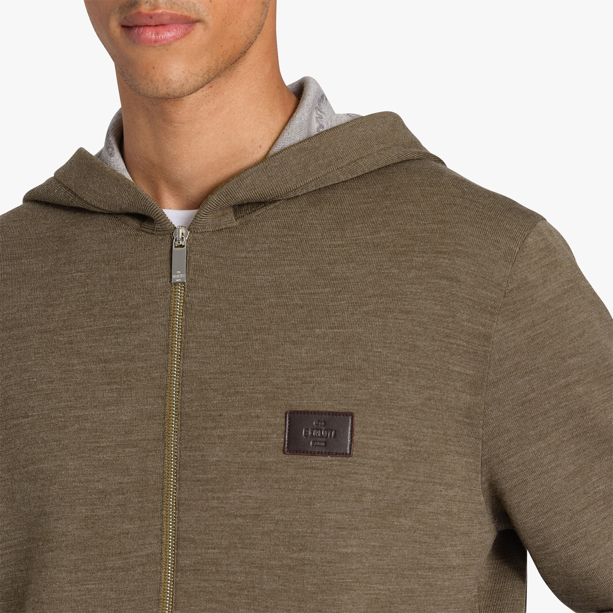 Sweat À Capuche Zippe En Laine Double Face Scritto