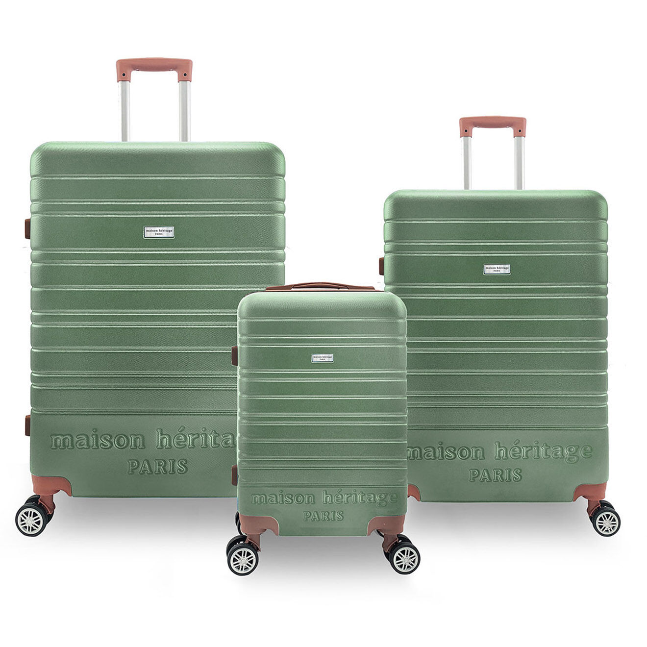 Maison Héritage 3 Valises 4 roues doubles Madeleine 50/60/70 cm vert kaki