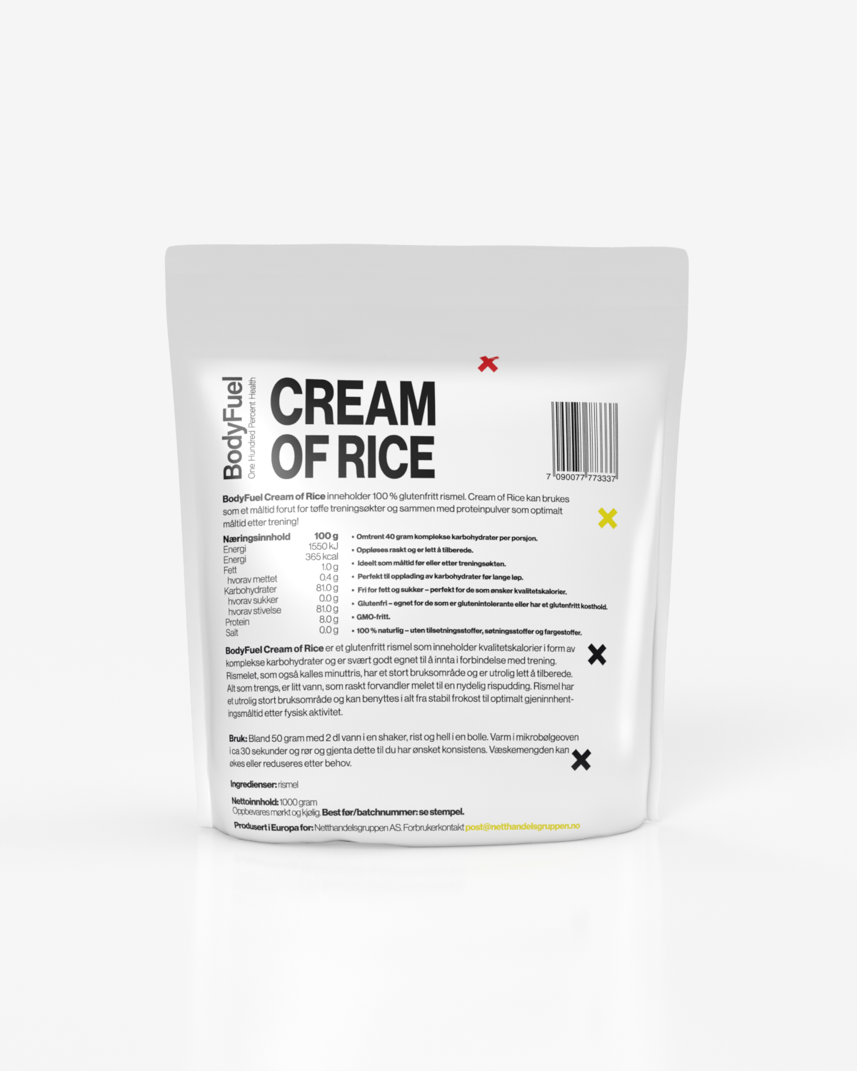 BodyFuel Cream of Rice 3x1kg - TREPAKNING!