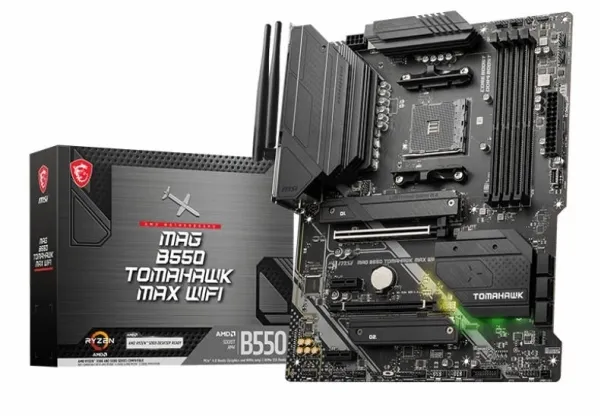 MSI MAG B550 TOMAHAWK MAX WIFI - Bundkort - ATX - Socket AM4 - AMD B550 Chipset - USB 3.2 Gen 1, USB 3.2 Gen 2, USB-C 3.2 Gen2, USB-C 3.2 Gen 1 - 2.5 Gigabit LAN, Wi-Fi 6, Bluetooth - onboard grafik (CPU påkrævet) - HD Audio (8-kanaler)