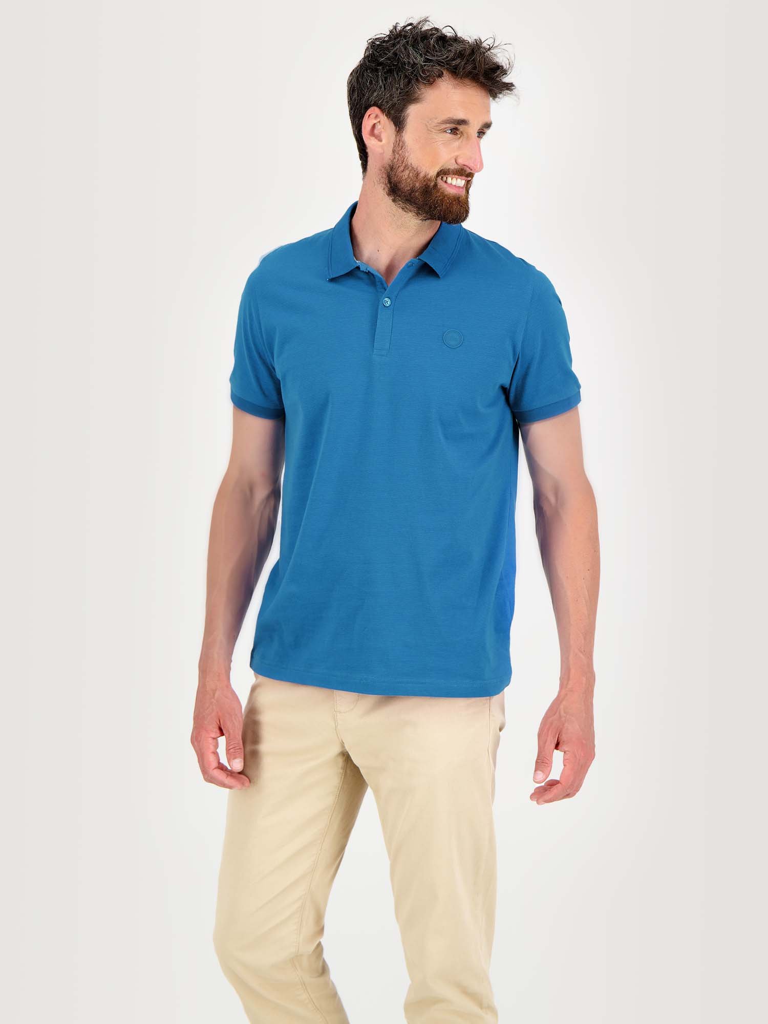 Polo Homme Manches Courtes Jersey Coton Bleu