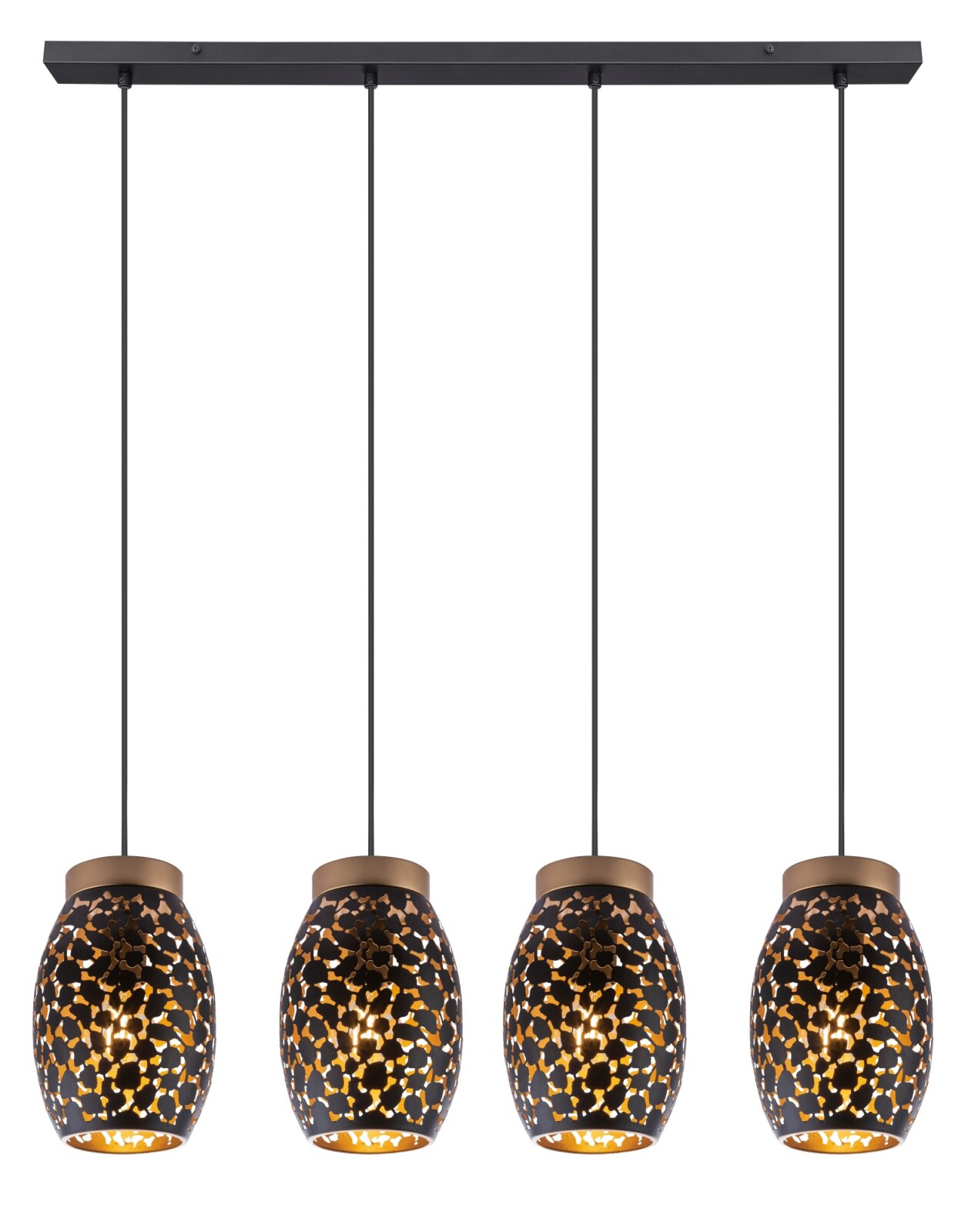 Pendelleuchte - schwarz matt - gold - 4-flammig