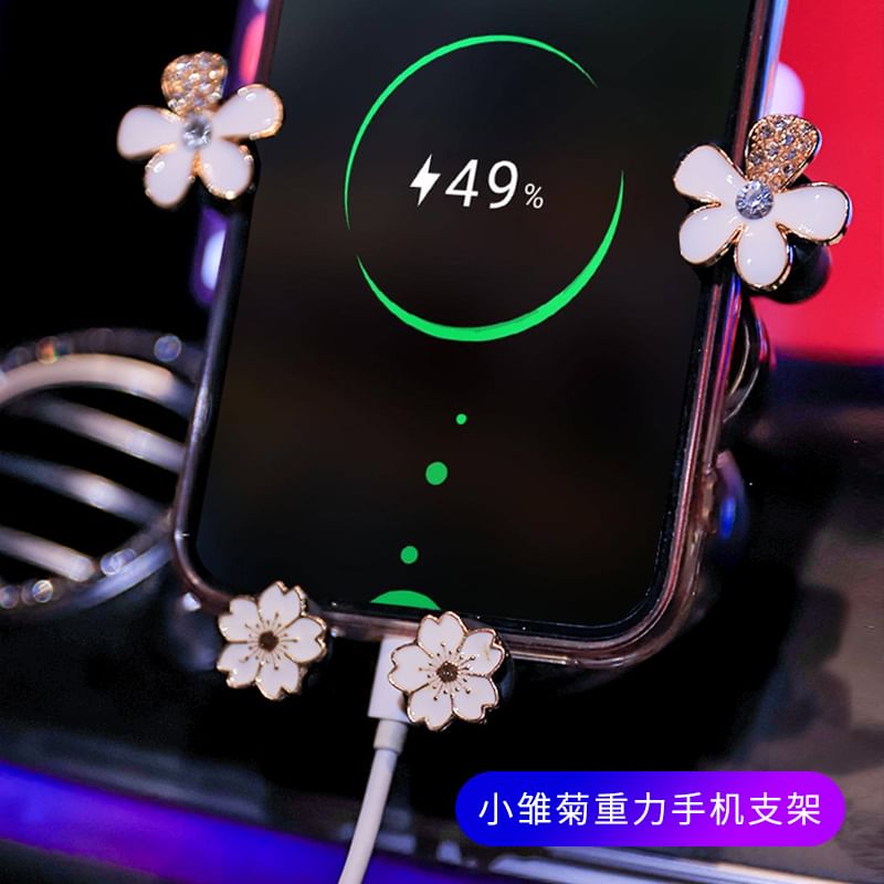 Worthbuy - Set: Bloemen- en strass-autotelefoonhouder + geurverspreider (verschillende ontwerpen)