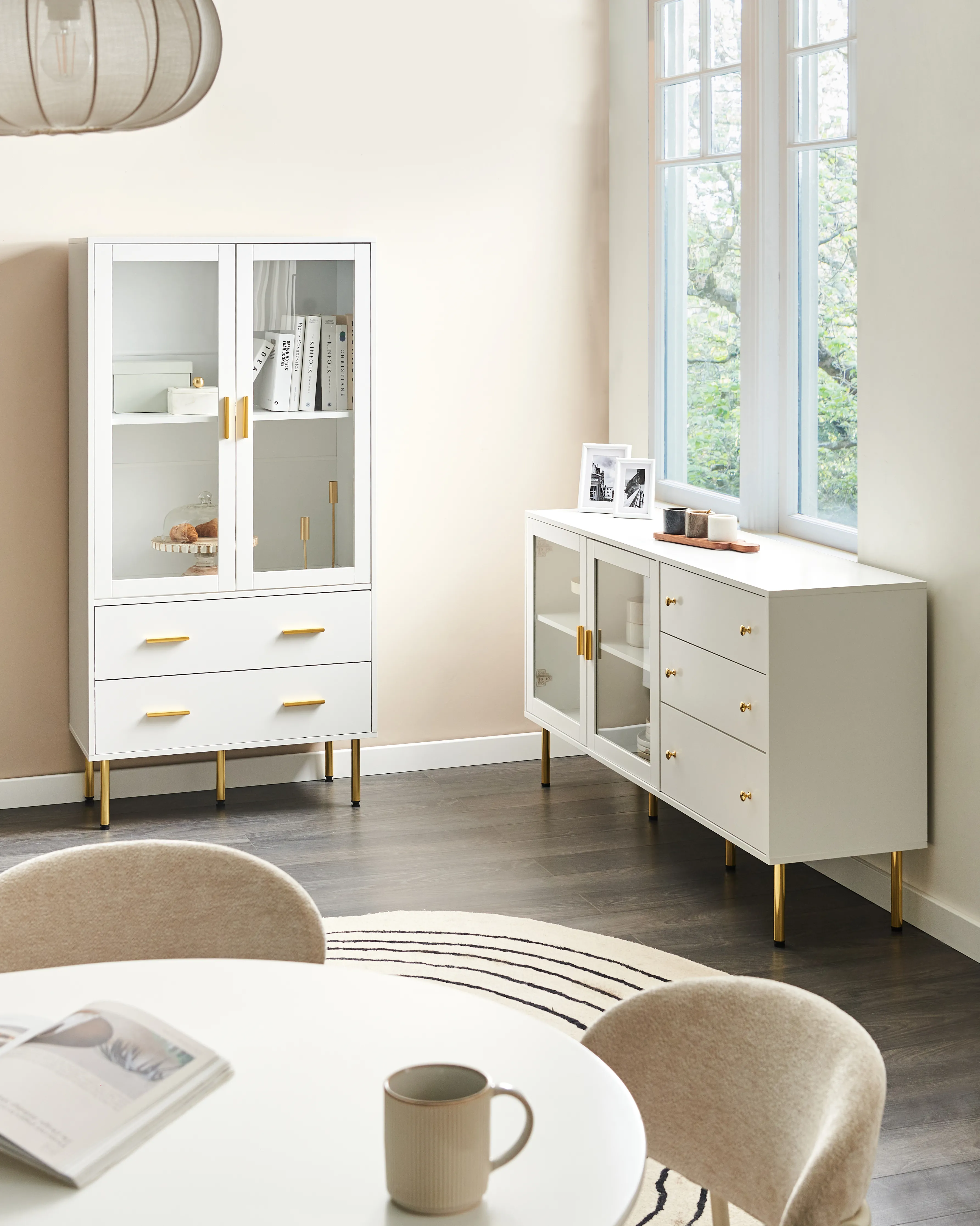 Glazen vitrinekast MILORA 80 cm Wit