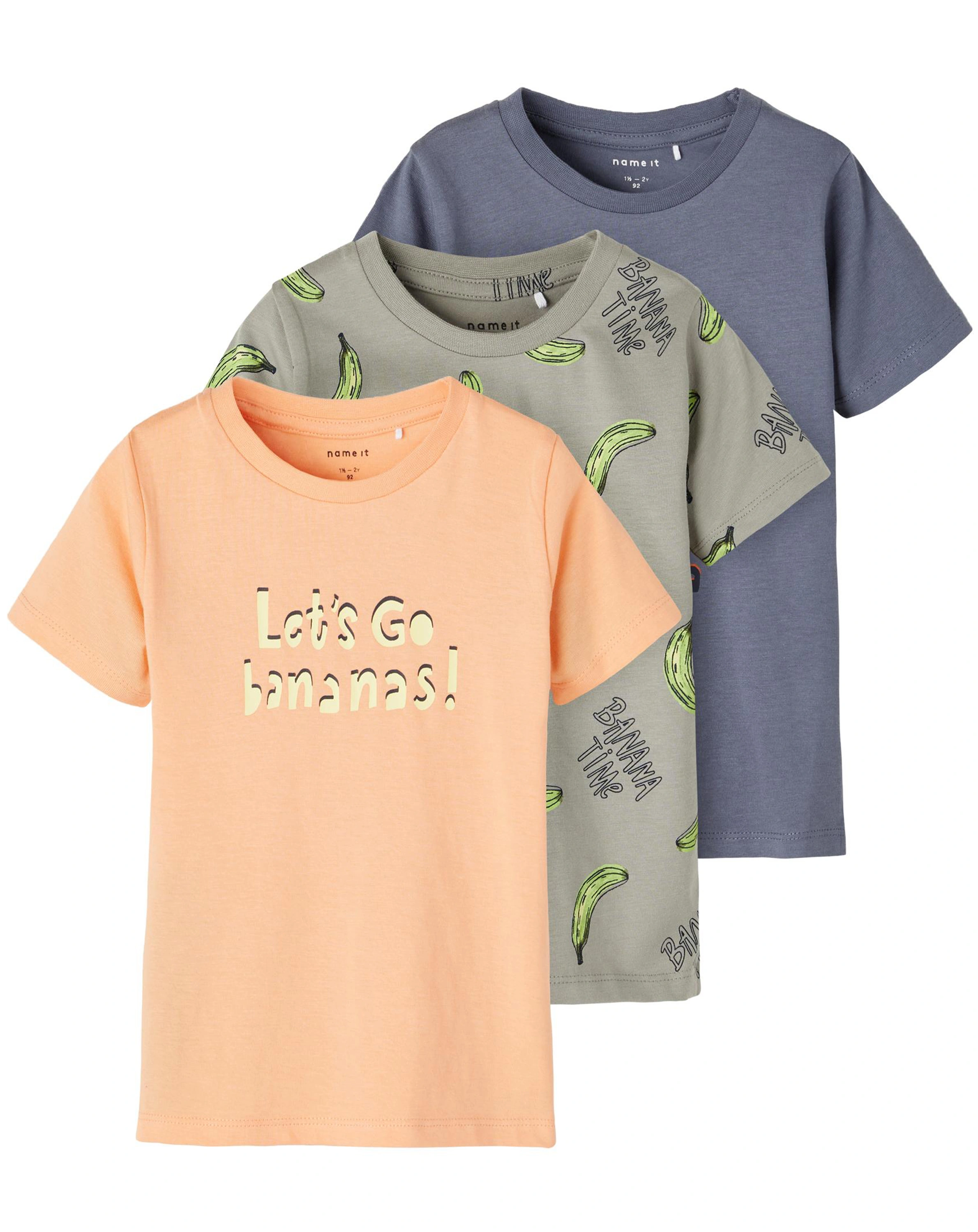 T-Shirt NMMHANS 3er Set in forest fog