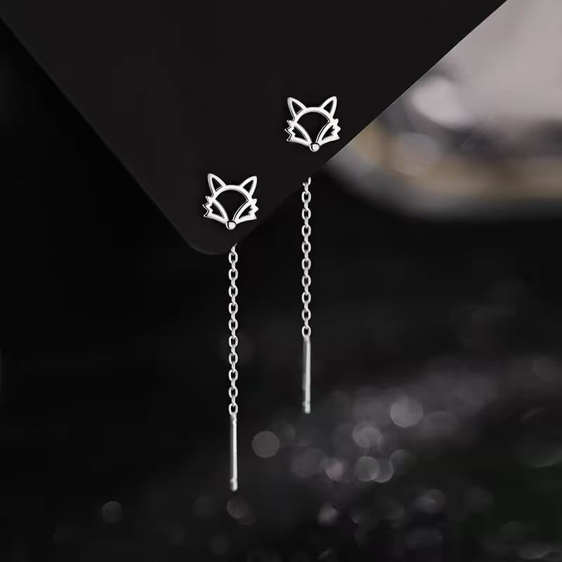 pexrl sieraden - Sterling zilveren vos-draadoorbel