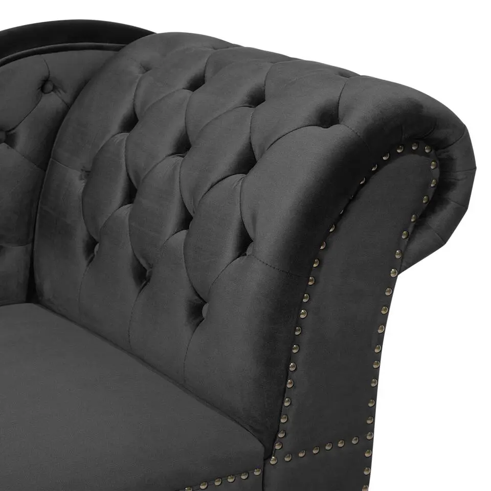 NIMES - Chaise longue - Zwart - Rechterzijde - Fluweel