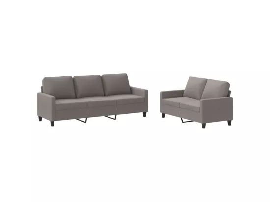 Ensemble de canapés 2 pcs avec coussins Taupe Tissu