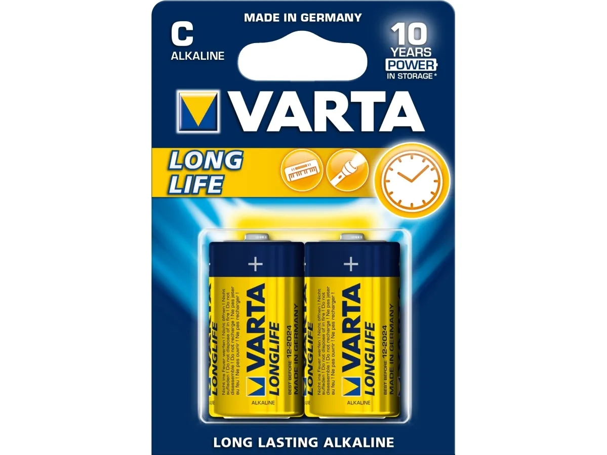 Varta LONGLIFE C Bli 2 C-batteri R14 alkalisk-mangan 7600 mAh 1,5 V 2 stk