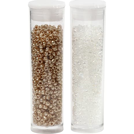 Rocaiperler hvid rosaguld 2x7g 0,5-0,8mm