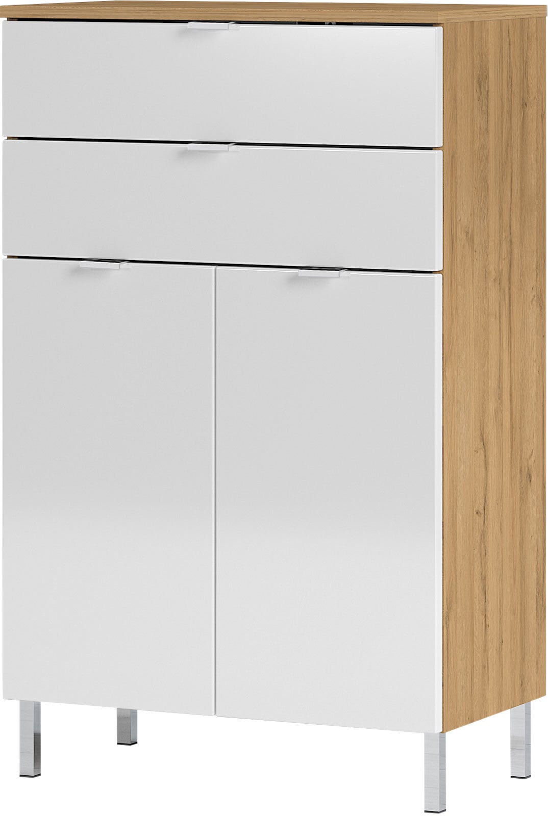 Kommode FEY 60 x 97 cm Eiche/ HG Weiß