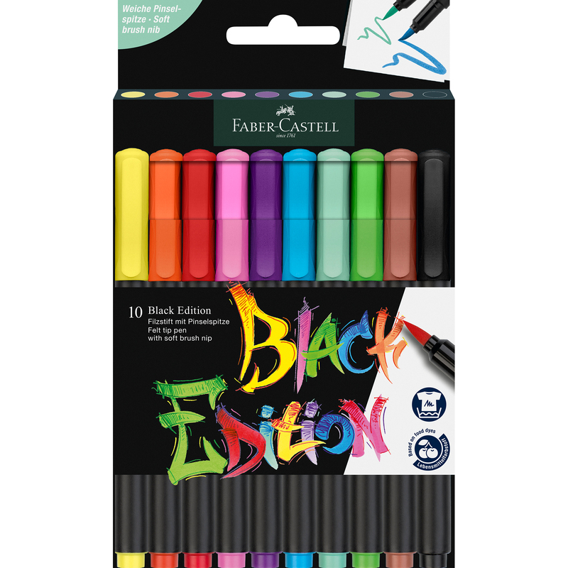 Faber-Castell Pinselstifte Black Edition, 10 Stück, assortiert