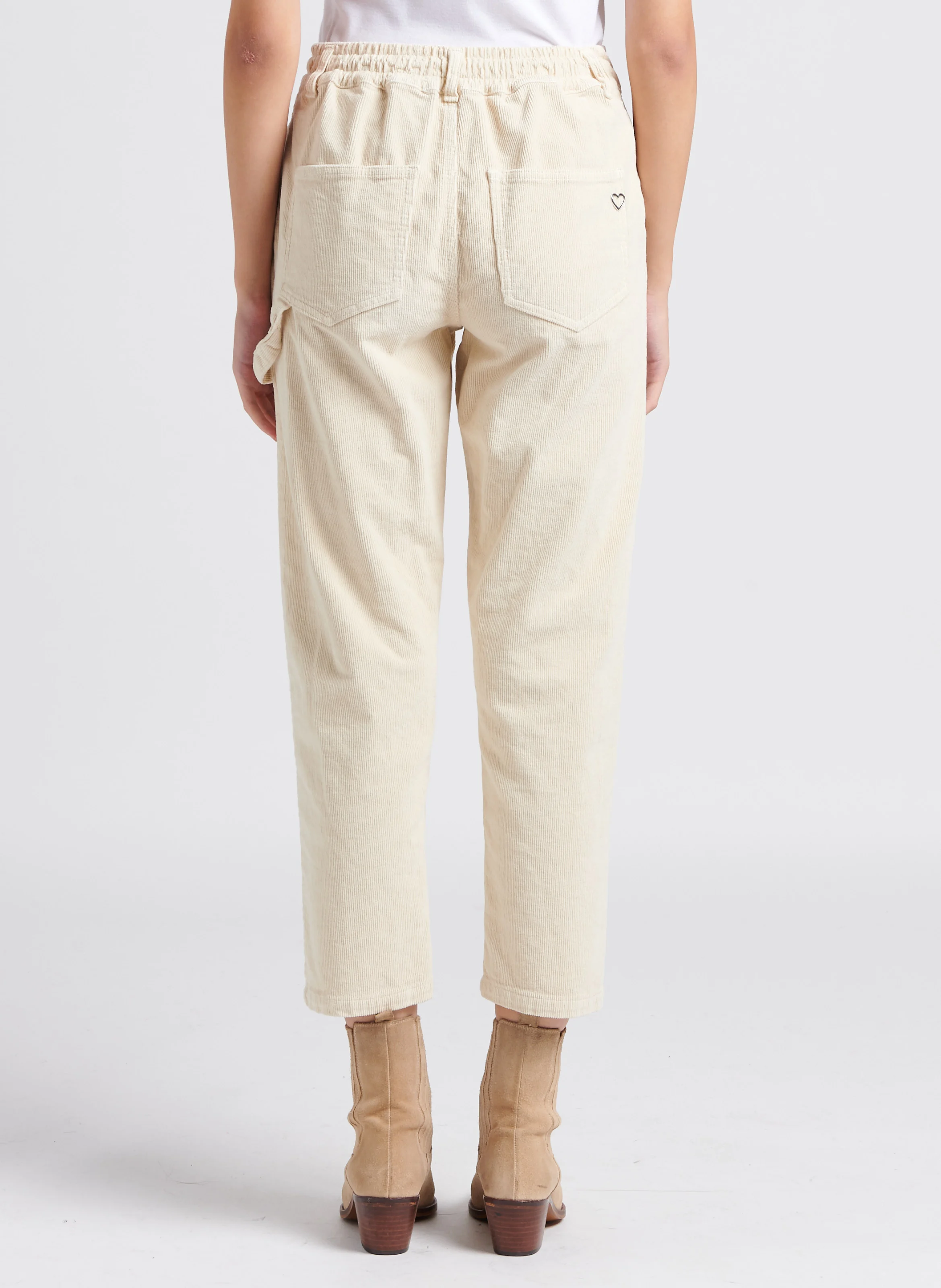 Pantalon style charpentier en coton velours | Beige