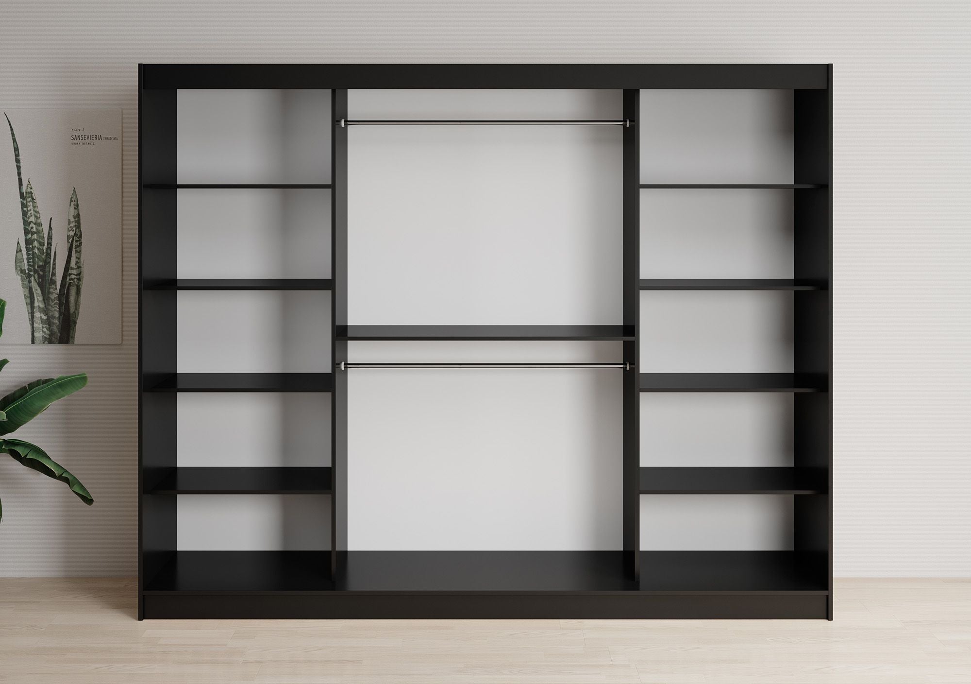 Lisbon 2 - Kledingkast met schuifdeuren - Zwart/eiken - 250x62x200 cm