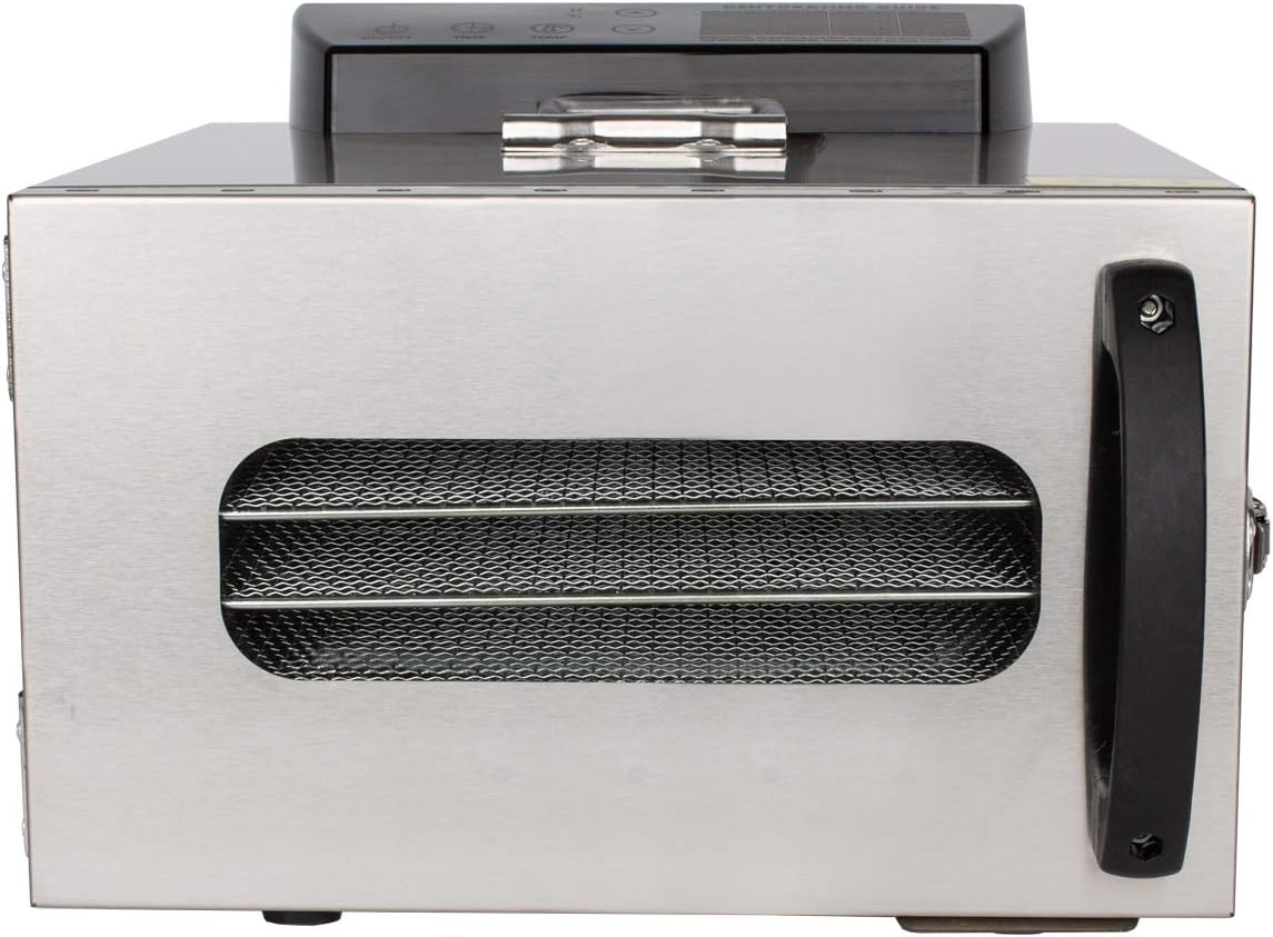 Beeketal 'BDA-6' Dörrautomat aus Edelstahl mit 6 Etagen, Zeitschaltuhr (max. 24h), einstellbarer Temperatur (30-90 °C) und LED Bedienfeld - Profi Gastro Dörrgerät inkl. 6 Einlegegitter