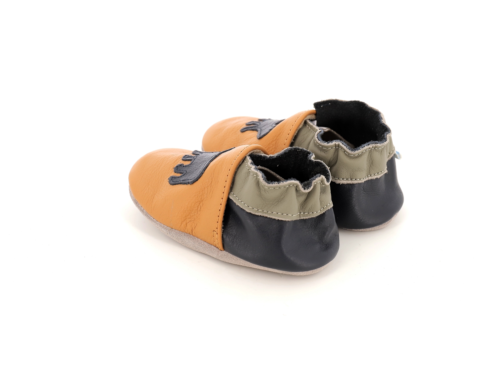 Robeez-ONLY BEAR Cuir Marron Bleu