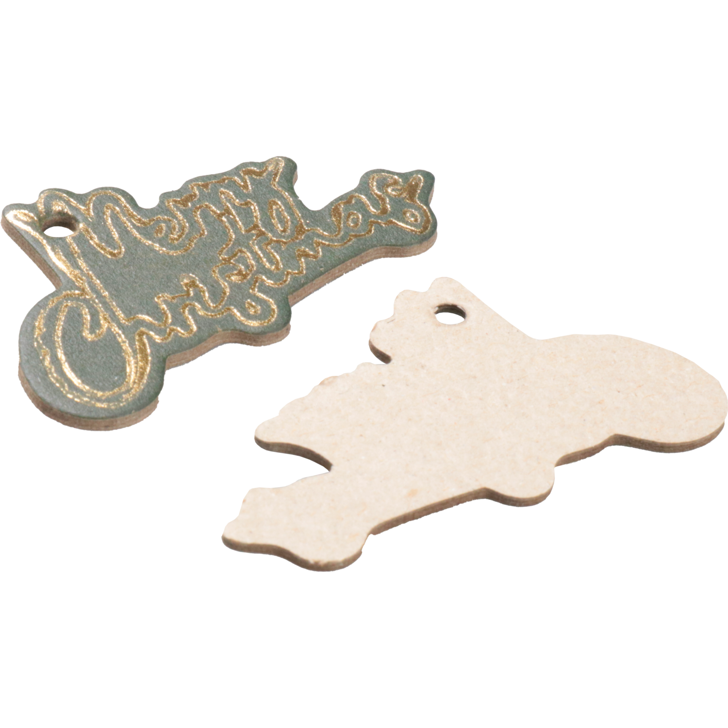 Tag, 5.5x4cm, karton, goud/groen