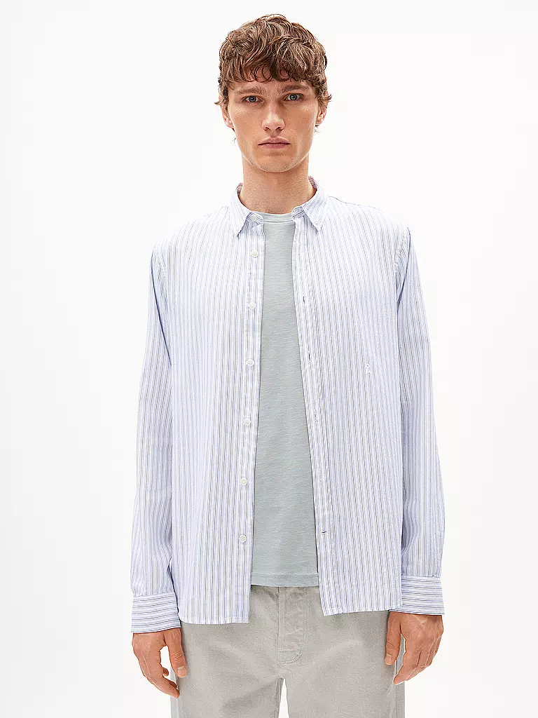ARMEDANGELS Hemd Casual Fit QUAASA STRIPES weiss