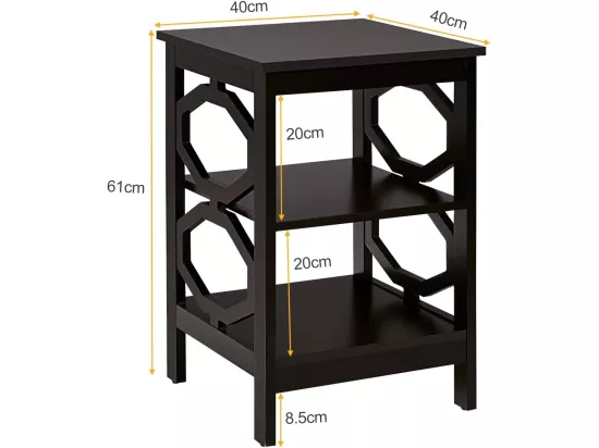Lot de 2 Table de Chevet à 3 Niveaux, Table d'Appoint Chevet, Table Basse Simple et Contemporain, pour Chambre, Salon 40x40x61cm, Brun