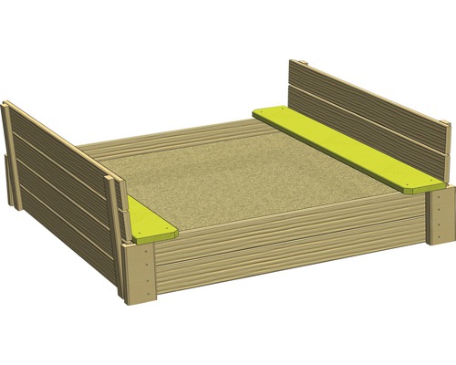 Luxe zandbak van sparrenhout inclusief deksel, 117x117x38,5 cm, naturel groen