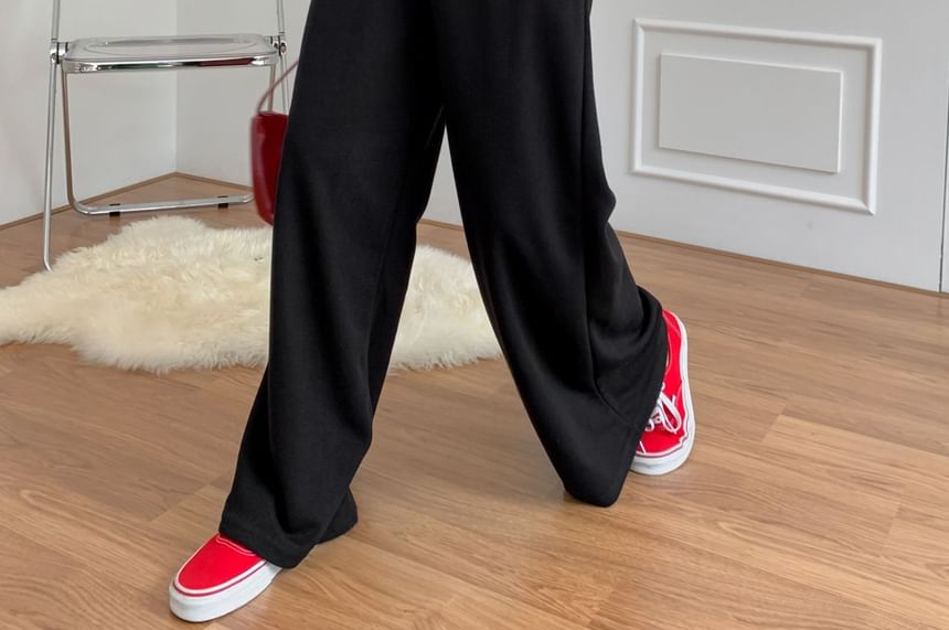 Chubby Girl - Set: Effen top met lange mouwen en losse pasvorm + Effen broek met elastische taille