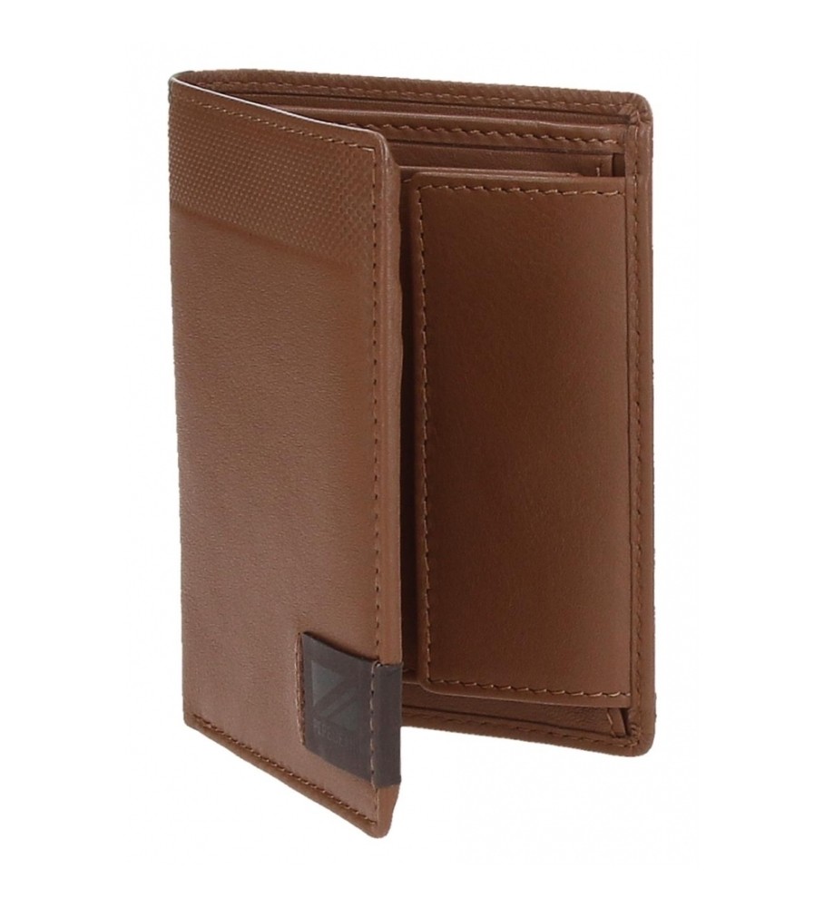Carteira vertical Pepe Jeans Topper em couro com porta-moedas, marrom