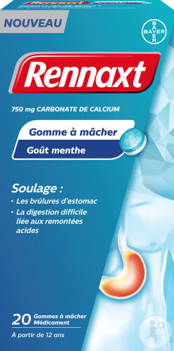 Rennie Rennaxt 750mg 20 Gommes À Mâcher