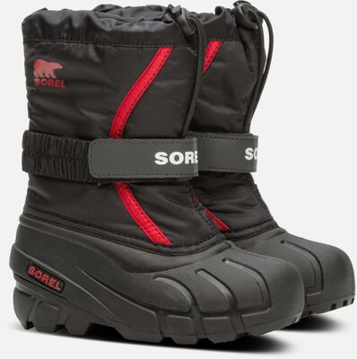 Sorel Children's Flurry Vintersko, Black, Bright Red
