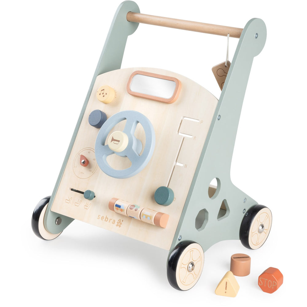 Køb Sebra Wooden Aktivitets Gåvogn Car