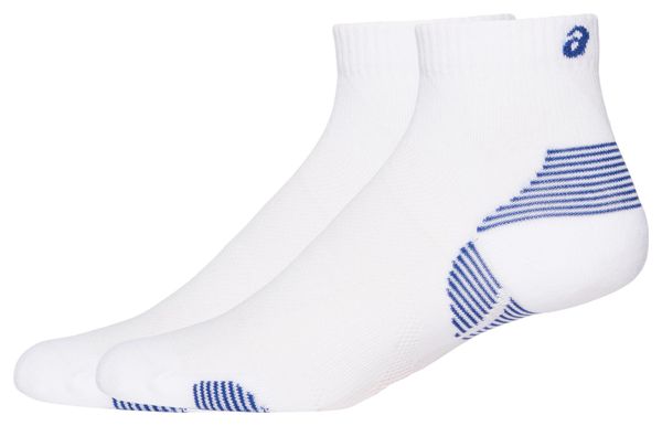2 Paires de Chaussettes Asics Cushion Run Quarter Blanc/Bleu