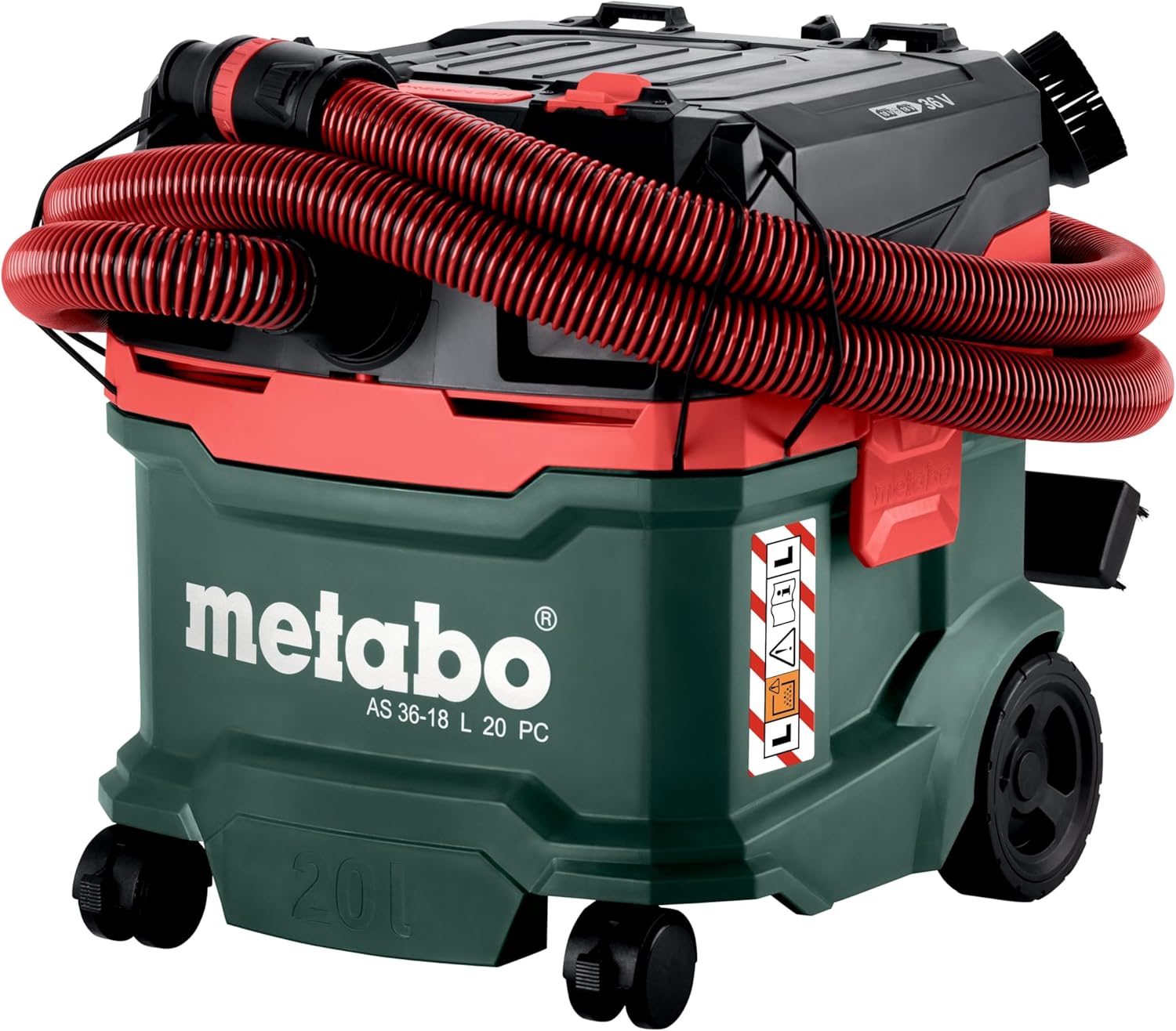 metabo Akku-Sauger AS 36-18 L 20 PC - 18 V, 20L Behälter - Staubklasse L, Nass- und Trockensauger, Boost-Modus, Quick-System, Antistatik - Für Gewerbe und Haushalt