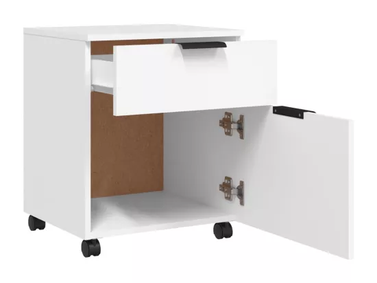 Classeur mobile avec roues Blanc 45x38x54 cm Bois d'ingénierie