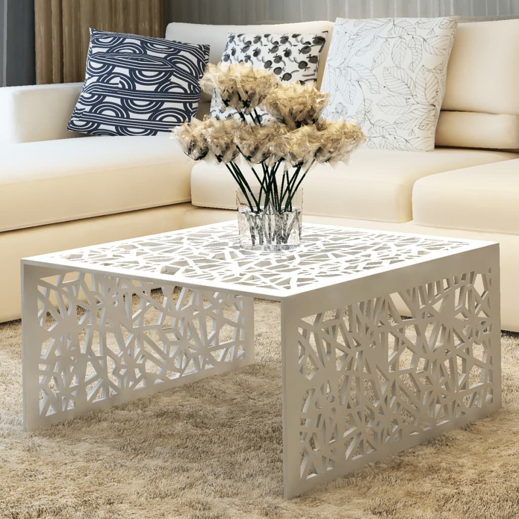 vidaXL Opengewerkte salontafel in aluminium, zilver